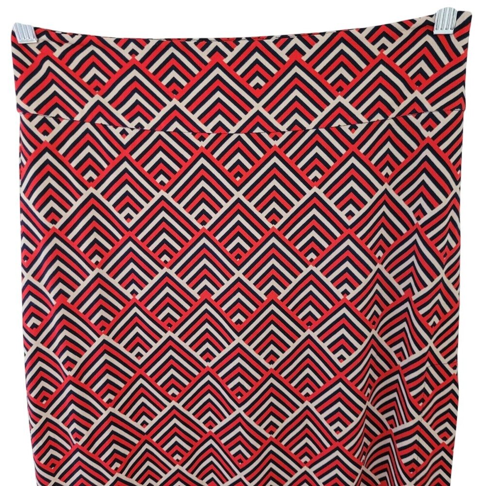BCBG Maxazria Geometric Print Maxi Skirt Womens Size M High Slit Multicolor - Picture 3 of 9